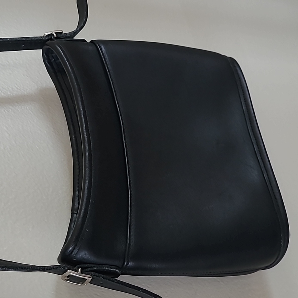Coach Black Leather Shoulder Bag with Silver Hardware - Vintage